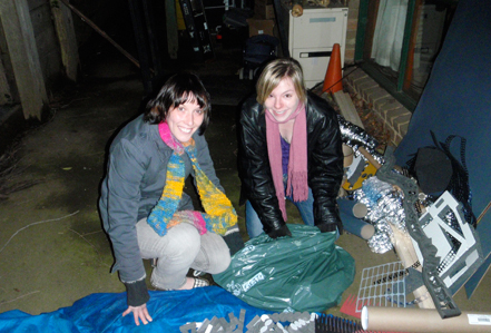 Catherine & Karen Catherine & Karen sorting through all the rubbish.
