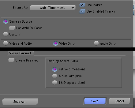 Avid Export Settings Avid Export Settings